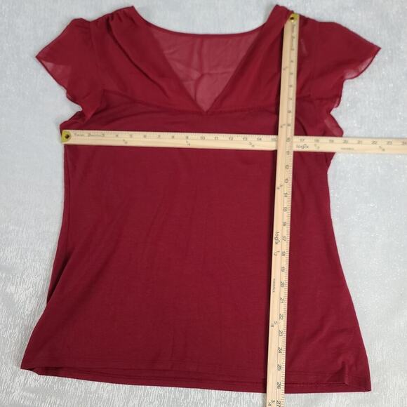 Express Y2K chiffon fluence woman's top maroon NWT Size XL Office Work wear - Picture 4 of 7